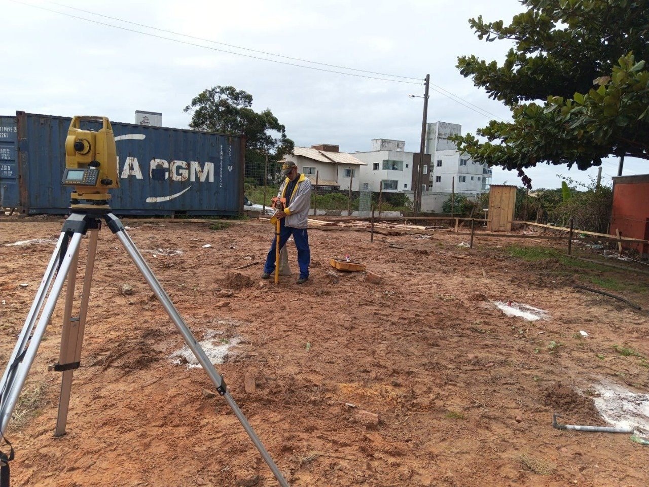 Levantamento planialtimétrico em obra de construção em Santa Catarina